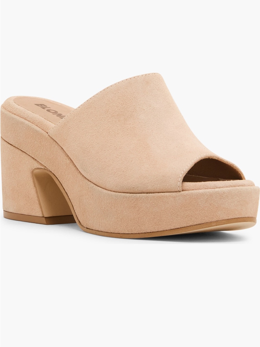 Blondo Suede Platform Mule in Beige